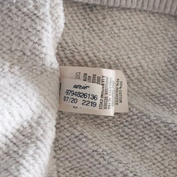 Aerie Women's Sz S Cream Animal Print Oversized 1/4 Zip Relaxed Pullover Sweater - Picture 16 of 16